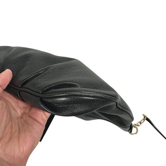 Tory Burch Black Stacked T Book Bag Pebbled Leather Crossbody - Picture 12 of 16